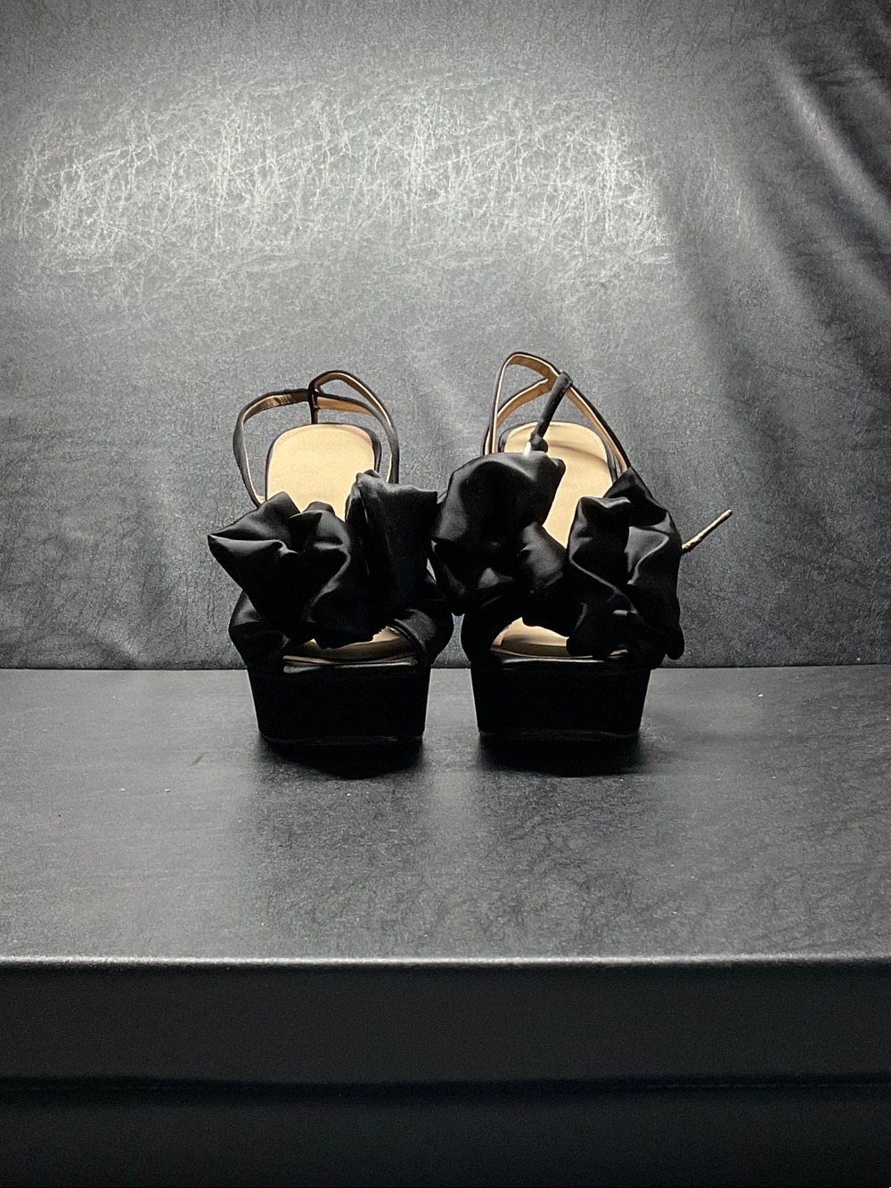 Steve Madden Black Ruffle Platform Sandals